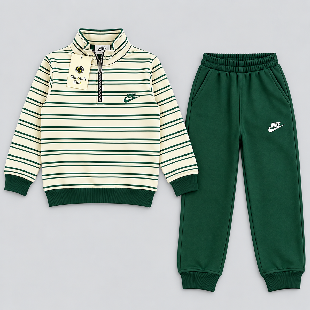 Boys Striped Half-Zip Tracksuit Set