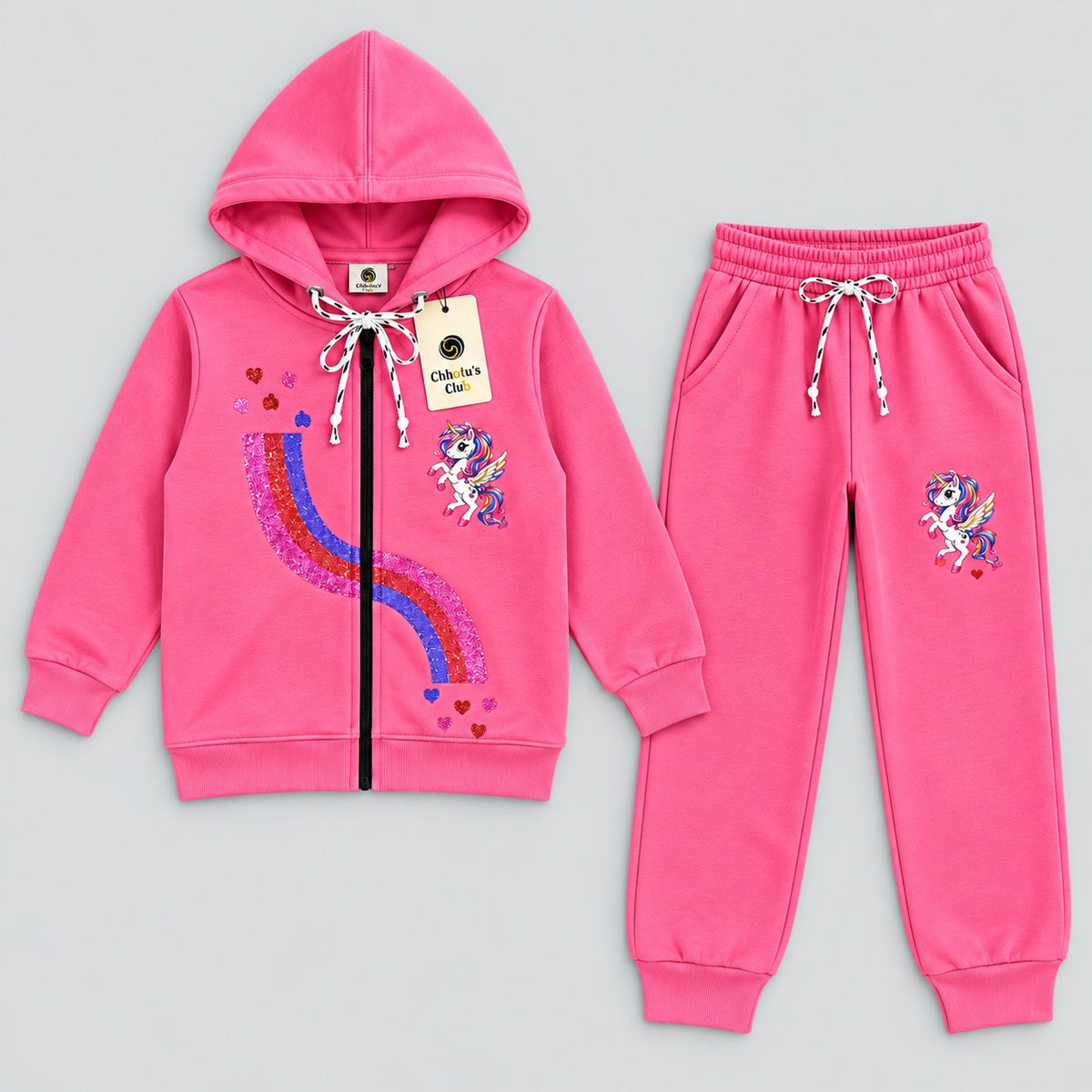Girls Unicorn Zip-Up Tracksuit Set