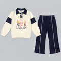 Girls’ Olive & Navy Graphic Sweatshirt with Matching Track Pants Set