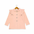 Elegant Pink Ruffle Bow Coat