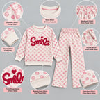 Girls Smile Polka Dot Top & Wide-Leg Pants Set