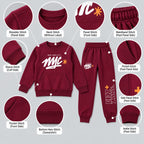 Kids "UNLIMITED" Maroon Sweatshirt & Jogger Set | Boys NYC Graphic Fleece Tracksuit