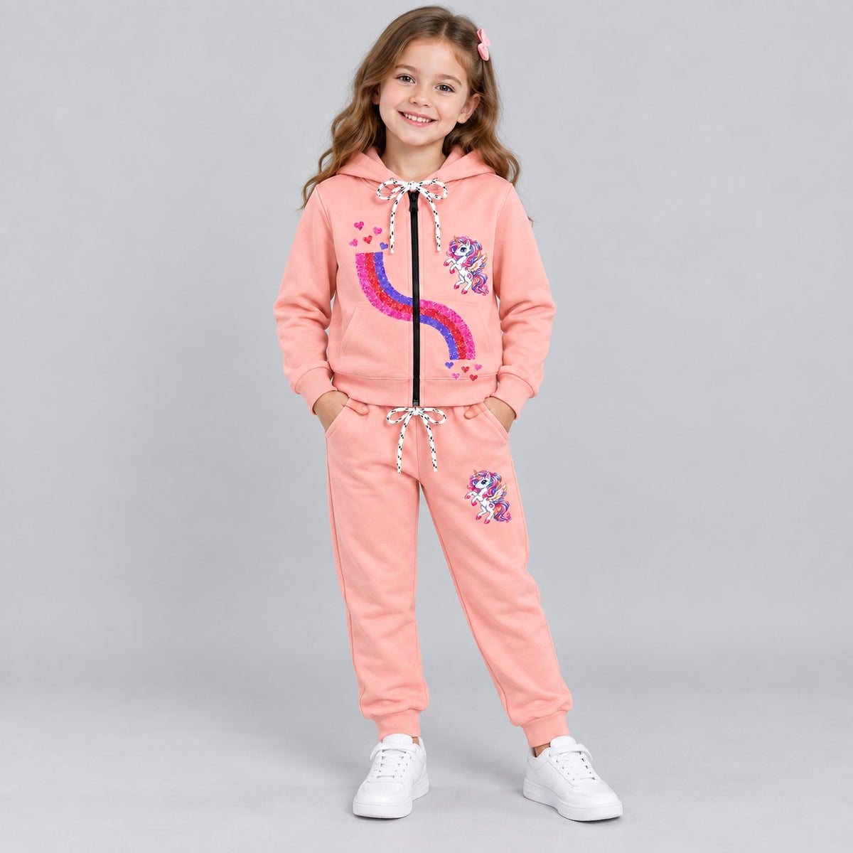 Girls Unicorn Zip-Up Tracksuit Set