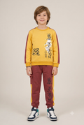 Kids "Youth Is Here" Mustard & Maroon Sweatshirt & Jogger Set | Boys Streetwear Fleece Tracksuit