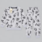 Kids All-Over Car Print Grey Sweatshirt & Jogger Set | Boys Vroom Streetwear Tracksuit