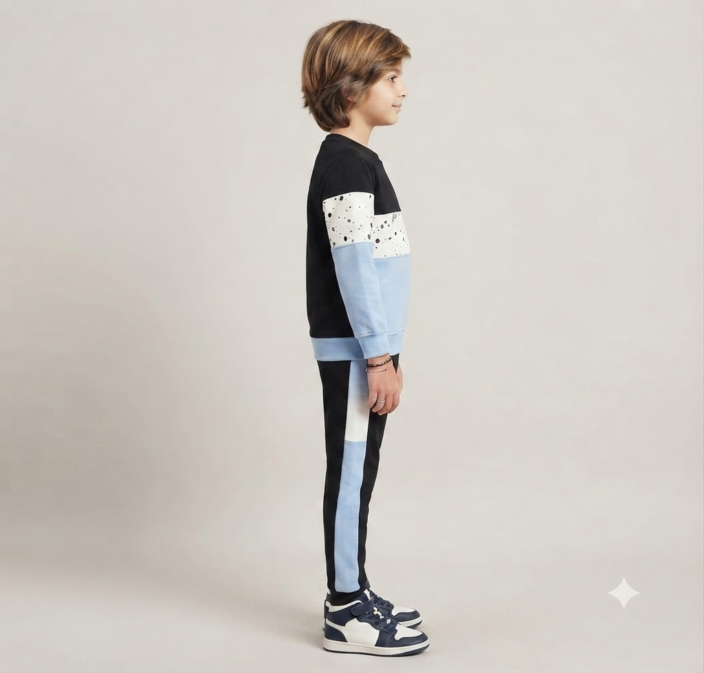 Chhotu's Club "King" Color-Block Sweatshirt & Jogger Set | Boys Fleece Tracksuit