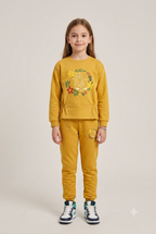 Girls "GRL PWR" Floral Sweatshirt & Joggers Set – Vibrant Yellow Tracksuit