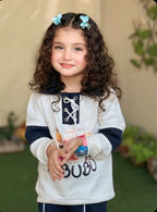 Girls’ Olive & Navy Graphic Sweatshirt with Matching Track Pants Set