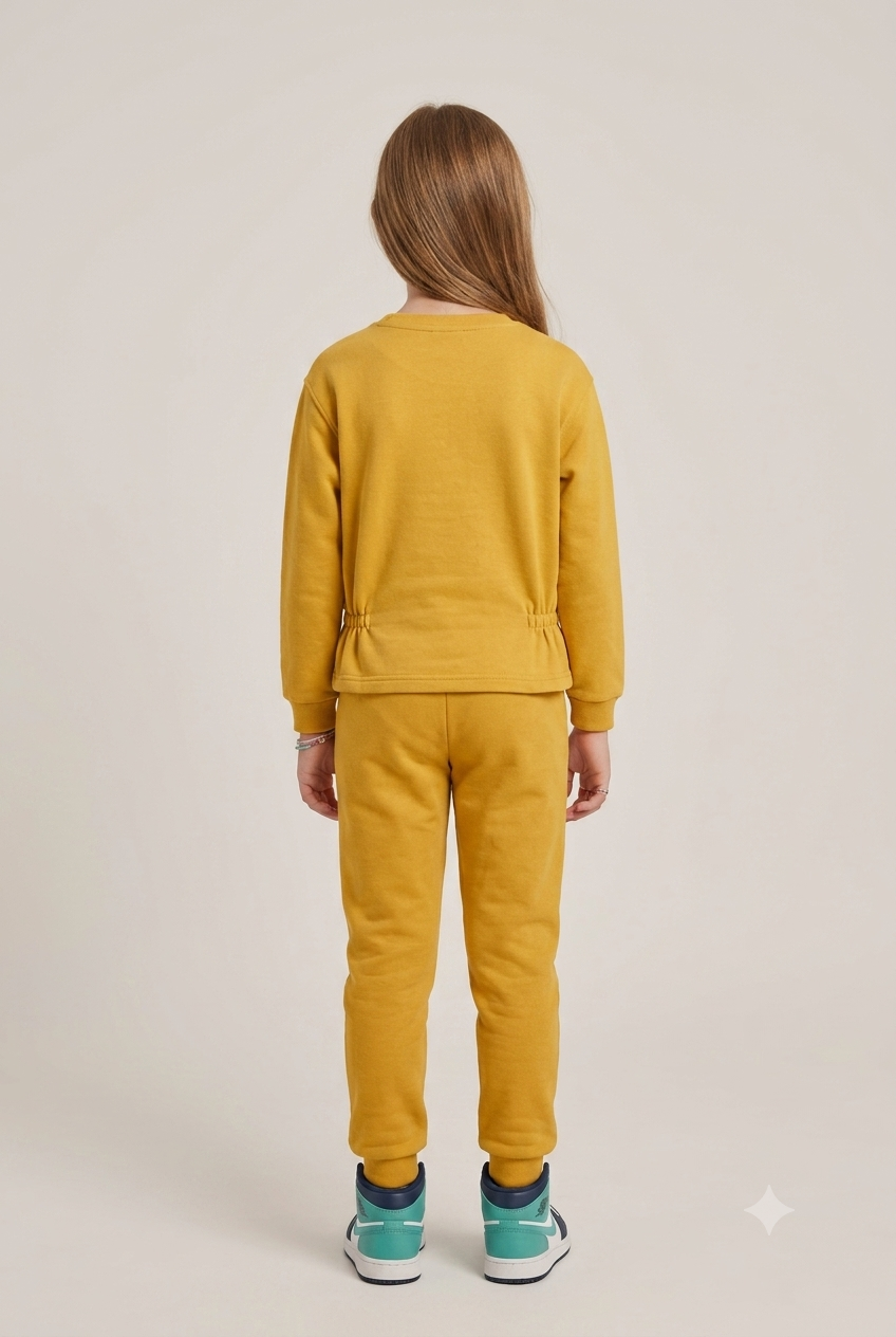 Girls "GRL PWR" Floral Sweatshirt & Joggers Set – Vibrant Yellow Tracksuit