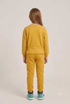 Girls "GRL PWR" Floral Sweatshirt & Joggers Set – Vibrant Yellow Tracksuit