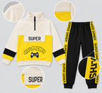 "Super Gamer" Half-Zip Tracksuit | Boys Stylish Fleece Outfit