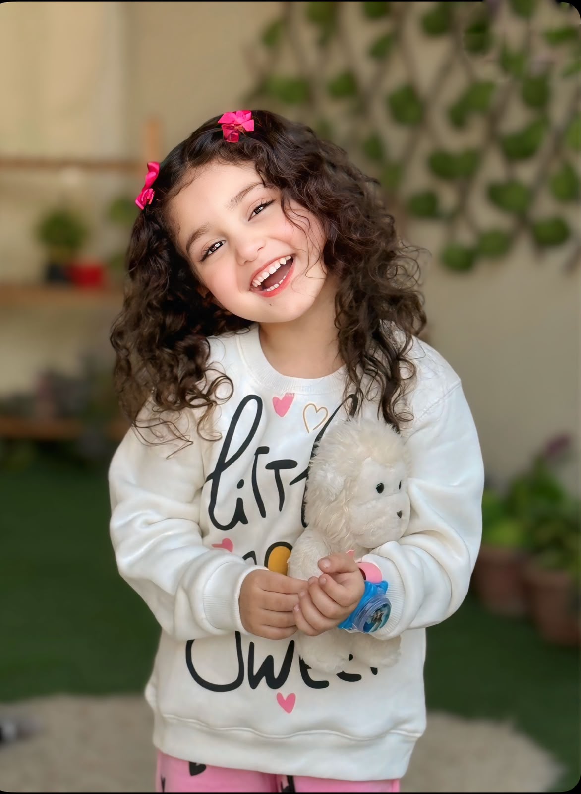 Little Sweet Girls’ 2-Piece Sweatshirt & Heart Print Pants Set