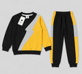 Chhotu's Club Lightning Bolt Sweatshirt & Jogger Set | Boys Black, Yellow Red & Grey Fleece Tracksuit
