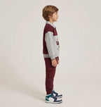 Kids "Classic Vintage 1978" Polo Tracksuit | Boys Maroon & Grey Fleece Outfit