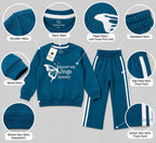 Kids Teal Blue 2-Piece Tracksuit Set – Flutter My Wings Print