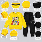Kids Yellow “Scare You” Teddy Sweatshirt & Black Jogger Set