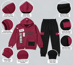 Kids "Be Bold" Maroon Hoodie & Cargo Jogger Set | Boys Stylish Winter Outfit