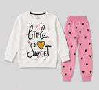 Little Sweet Girls’ 2-Piece Sweatshirt & Heart Print Pants Set