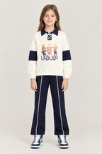Girls’ Olive & Navy Graphic Sweatshirt with Matching Track Pants Set
