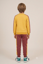 Kids "Youth Is Here" Mustard & Maroon Sweatshirt & Jogger Set | Boys Streetwear Fleece Tracksuit