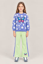 Girls Floral & Butterfly Print Sweatshirt Set – Cute 2-Piece Tracksuit Outfit