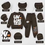 Kids "UNLIMITED" Maroon Sweatshirt & Jogger Set | Boys NYC Graphic Fleece Tracksuit