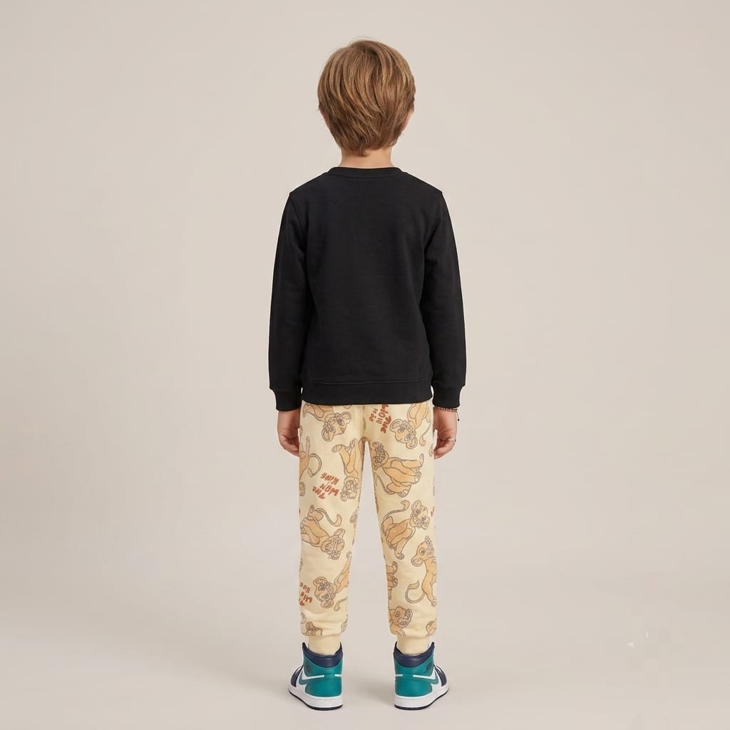 Kids "Simba" The Lion King Sweatshirt & Jogger Set | Boys Black & Cream Disney Tracksuit