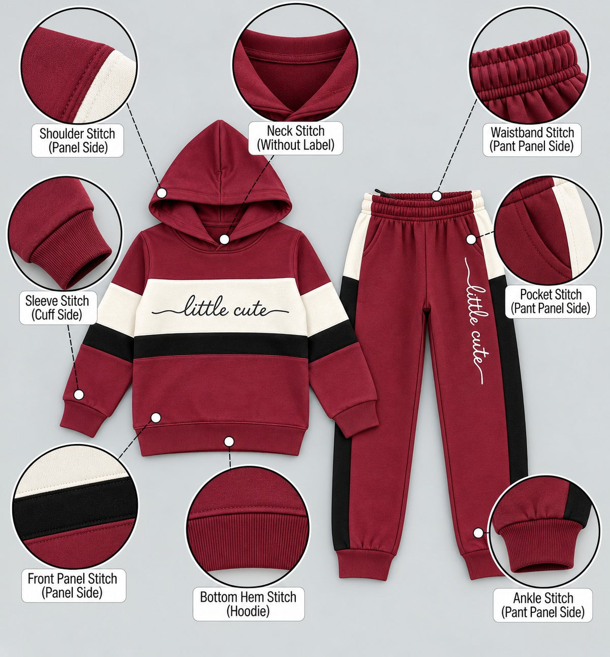 Kids Little Cute Hoodie Tracksuit Set