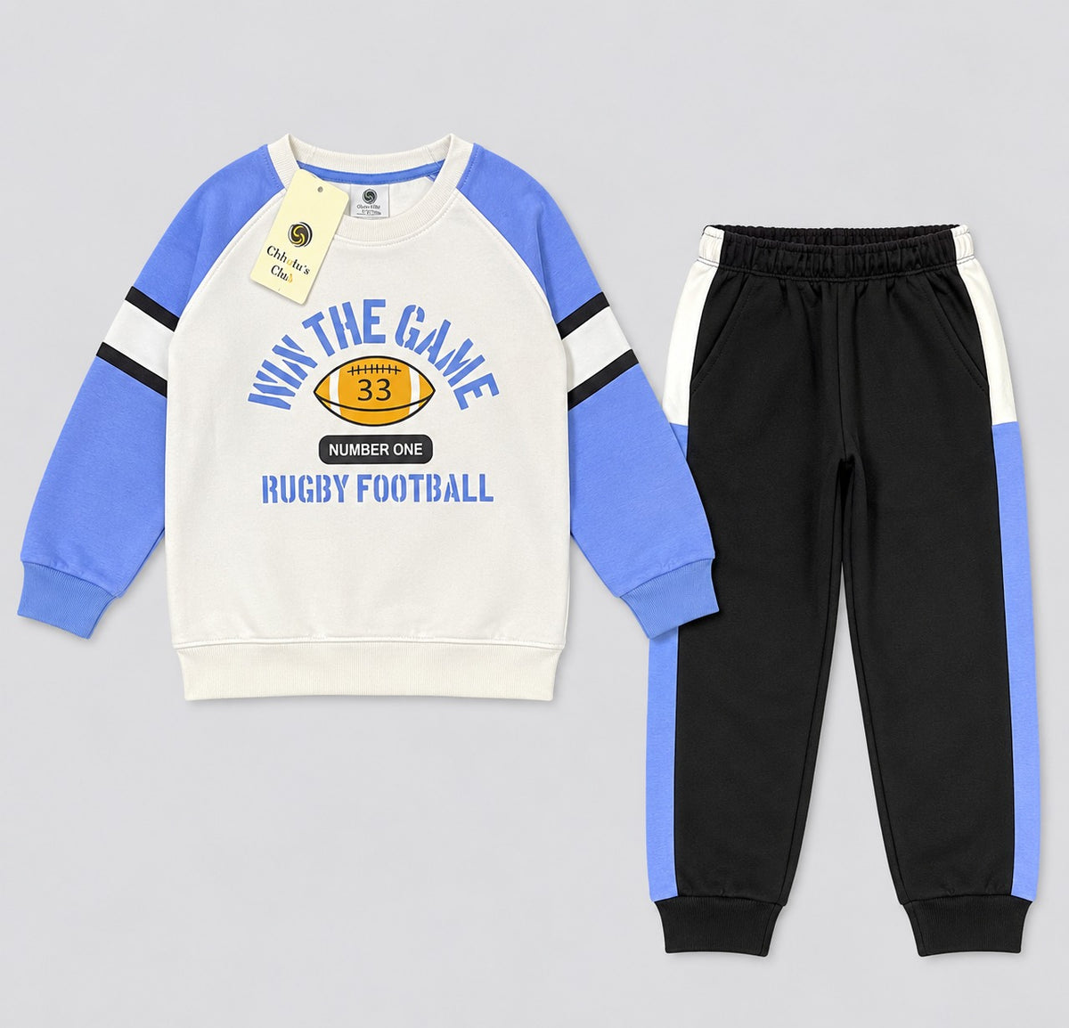 Boys Rugby Football Colorblock Tracksuit Set