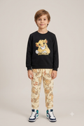 Kids "Simba" The Lion King Sweatshirt & Jogger Set | Boys Black & Cream Disney Tracksuit