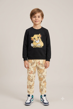 Kids "Simba" The Lion King Sweatshirt & Jogger Set | Boys Black & Cream Disney Tracksuit