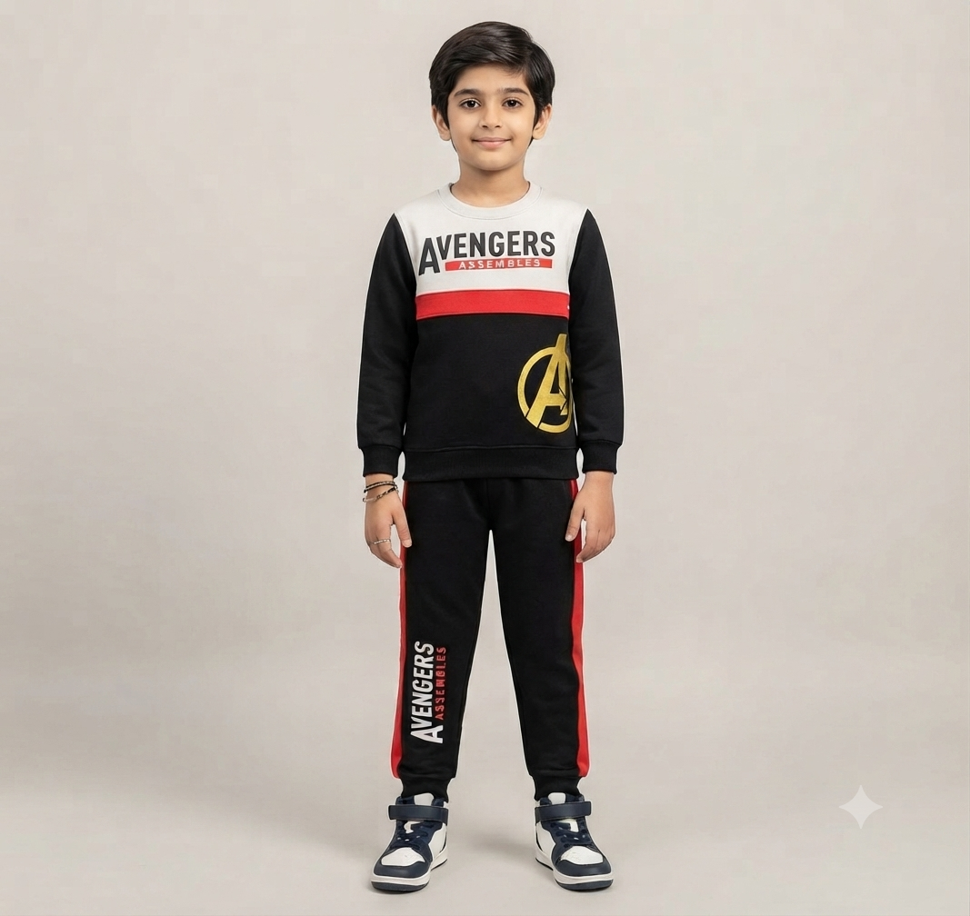 Kids "Avengers Assembles" Sweatshirt & Jogger Set | Boys Superhero Fleece Tracksuit