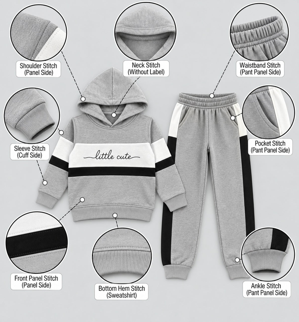 Kids Little Cute Hoodie Tracksuit Set