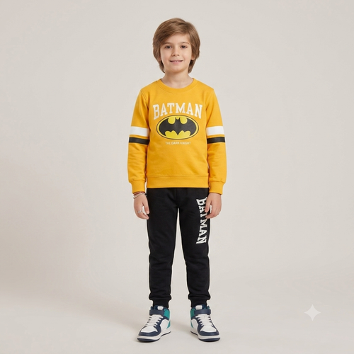 Boys Batman Yellow Sweatshirt & Black Jogger Tracksuit Set