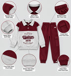 Kids "Classic Vintage 1978" Polo Tracksuit | Boys Maroon & Grey Fleece Outfit