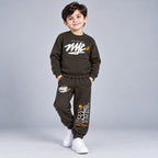 Kids "UNLIMITED" Maroon Sweatshirt & Jogger Set | Boys NYC Graphic Fleece Tracksuit