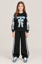 Girls Hello Kitty Bow Printed Sweatshirt & Wide-Leg Trouser Set