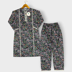 Girl printed lawn shalwar kameez (Silver)