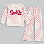 Girls Smile Polka Dot Top & Wide-Leg Pants Set
