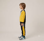 Chhotu's Club Lightning Bolt Sweatshirt & Jogger Set | Boys Black, Yellow Red & Grey Fleece Tracksuit