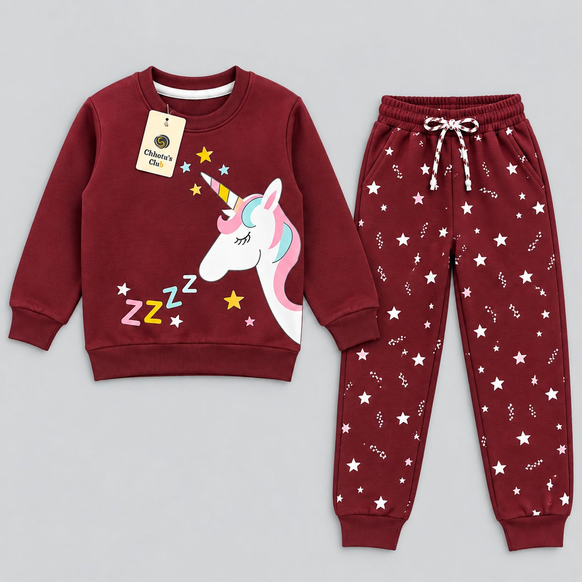 Girls Magical Unicorn & Star Sweatshirt & Joggers Set – Navy Blue Winter Tracksuit