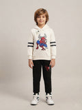 Chhotu's Club Spider-Man Yellow & Off White Hoodie & Black Jogger Set | Boys Marvel Fleece Tracksuit
