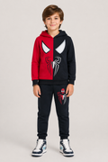 Kids Split-Color Spider-Man Hoodie & Jogger Set | Boys Red & Black Marvel Tracksuit