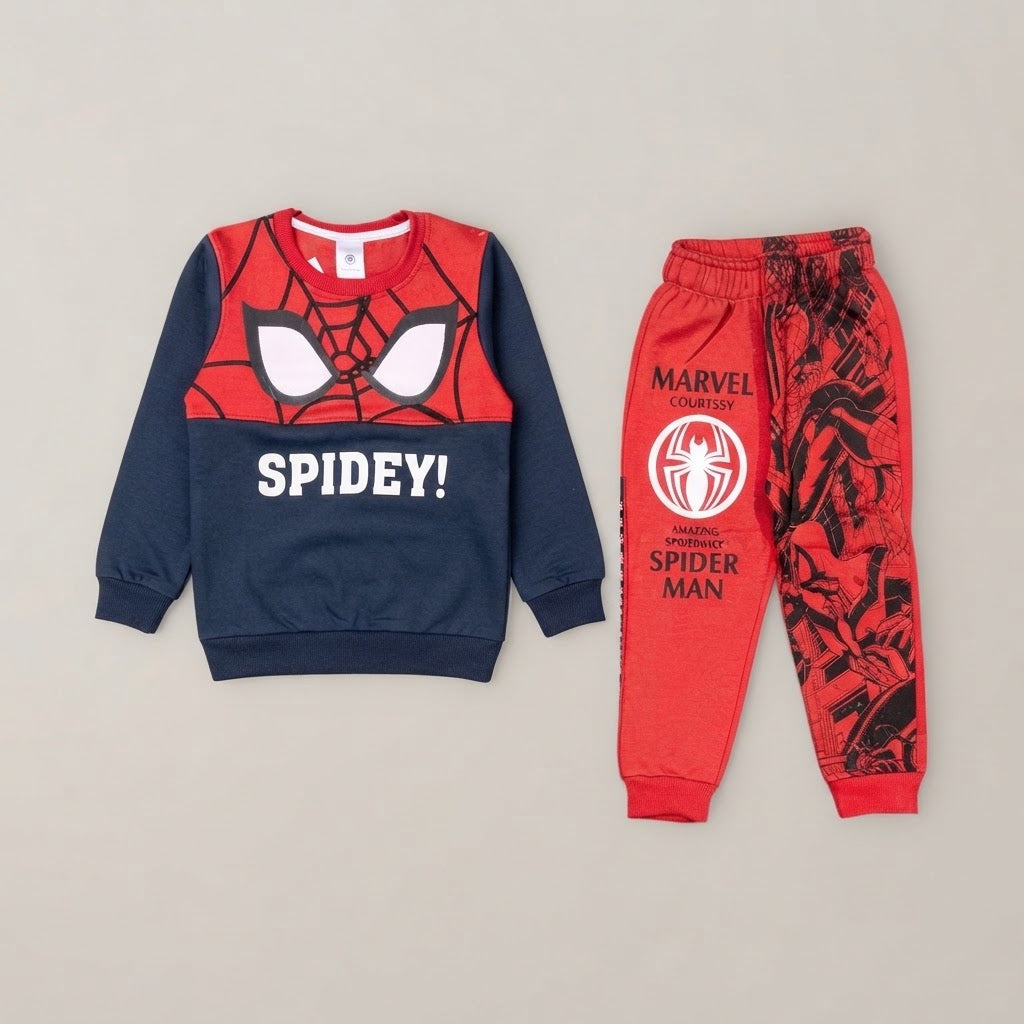 Kids "Spidey!" Marvel Spider-Man Sweatshirt & Jogger Set | Boys Superhero Fleece Tracksuit
