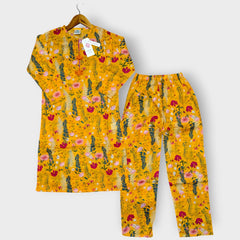 Floral Mustard lawn frock