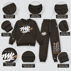 Kids "UNLIMITED" Maroon Sweatshirt & Jogger Set | Boys NYC Graphic Fleece Tracksuit