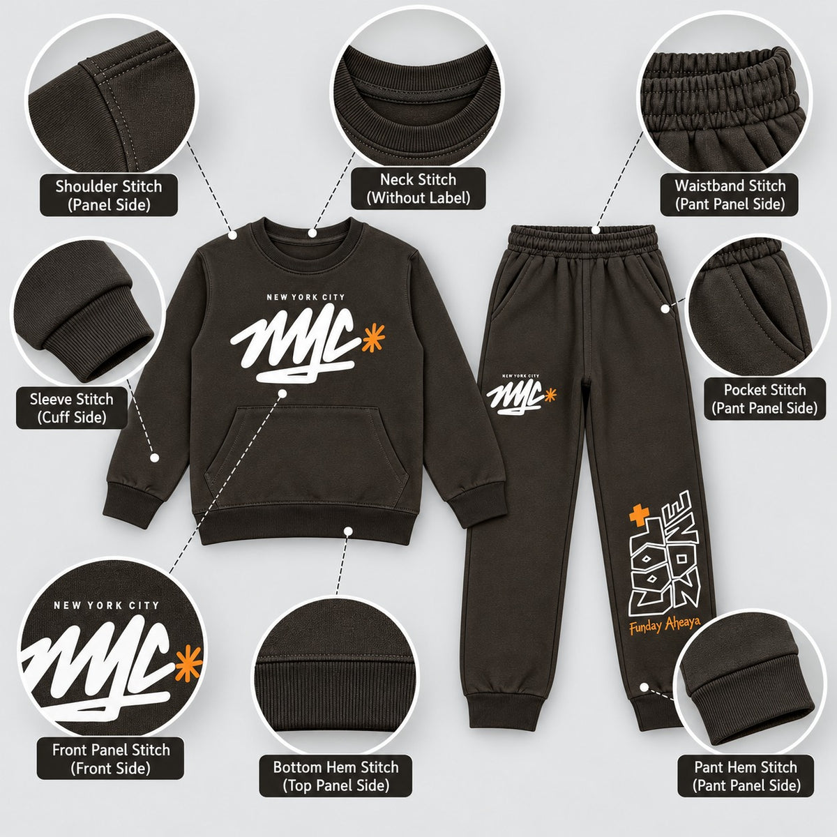 Kids "UNLIMITED" Maroon Sweatshirt & Jogger Set | Boys NYC Graphic Fleece Tracksuit