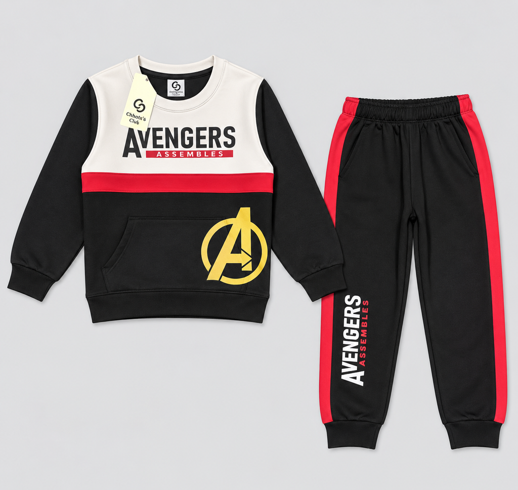 Kids "Avengers Assembles" Sweatshirt & Jogger Set | Boys Superhero Fleece Tracksuit