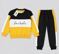 Kids "Los Angeles" Color-Block Sweatshirt & Jogger Set | Boys Black, Yellow & White Tracksuit
