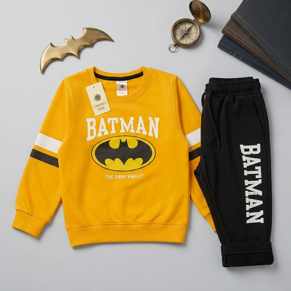 Boys Batman Yellow Sweatshirt & Black Jogger Tracksuit Set
